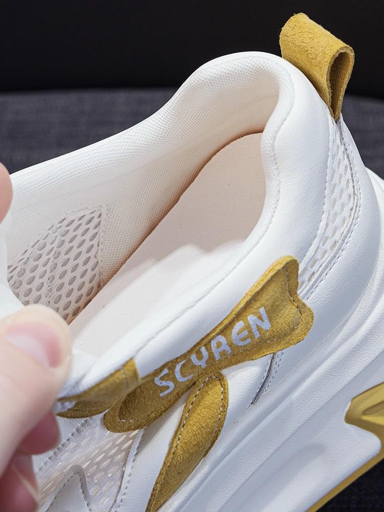 Fashion GKTINOO Mesh Height Increasing Shoes Women's 2025 Summer New Casual Thick Soled Microfiber Chunky Sneakers Platform Wedge Shoes