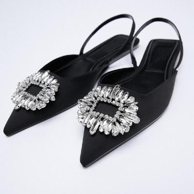 Sommer Neue Single Schuhe Frauen Atmungsaktive Mode Spitz Flache Sexy Strass Stiletto Muller Sandalen Und Hausschuhe Frauen