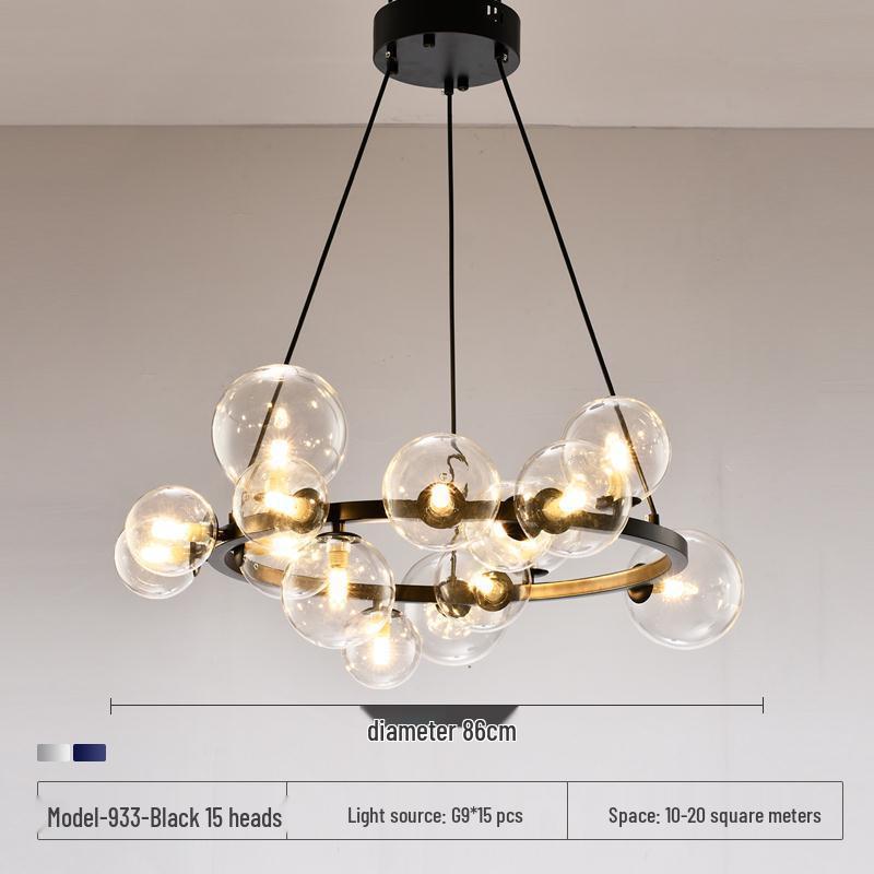 Nordic Modern Minimalist Magic Bean Art Glass Chandelier for Restaurant, Bedroom, or Showroom