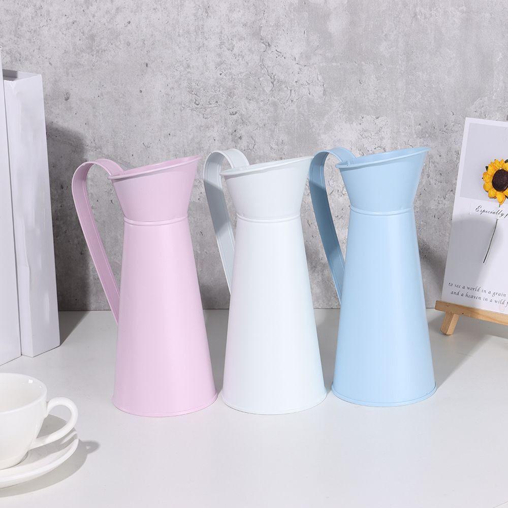 Handicraft Tin Flower Vase Iron Art Coffee Pot Pastoral Flower Bucket Ornament  Outdoor