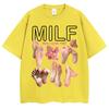 2026 Summer Mens Fun Letter Foot Print Round Neck Tshirt Neutral Soft Casual Street 100 Pure Cotton Short Sleeved Shirt