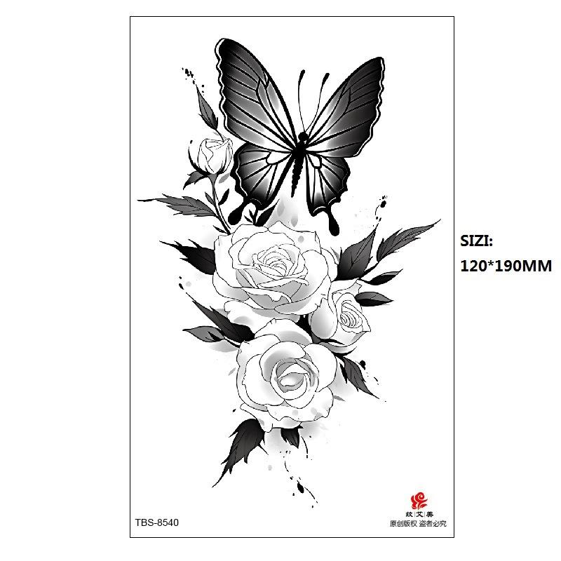 Black Butterfly Owl Sunflower Set Water Transfer Simulation Temporary Tattoo Sticker