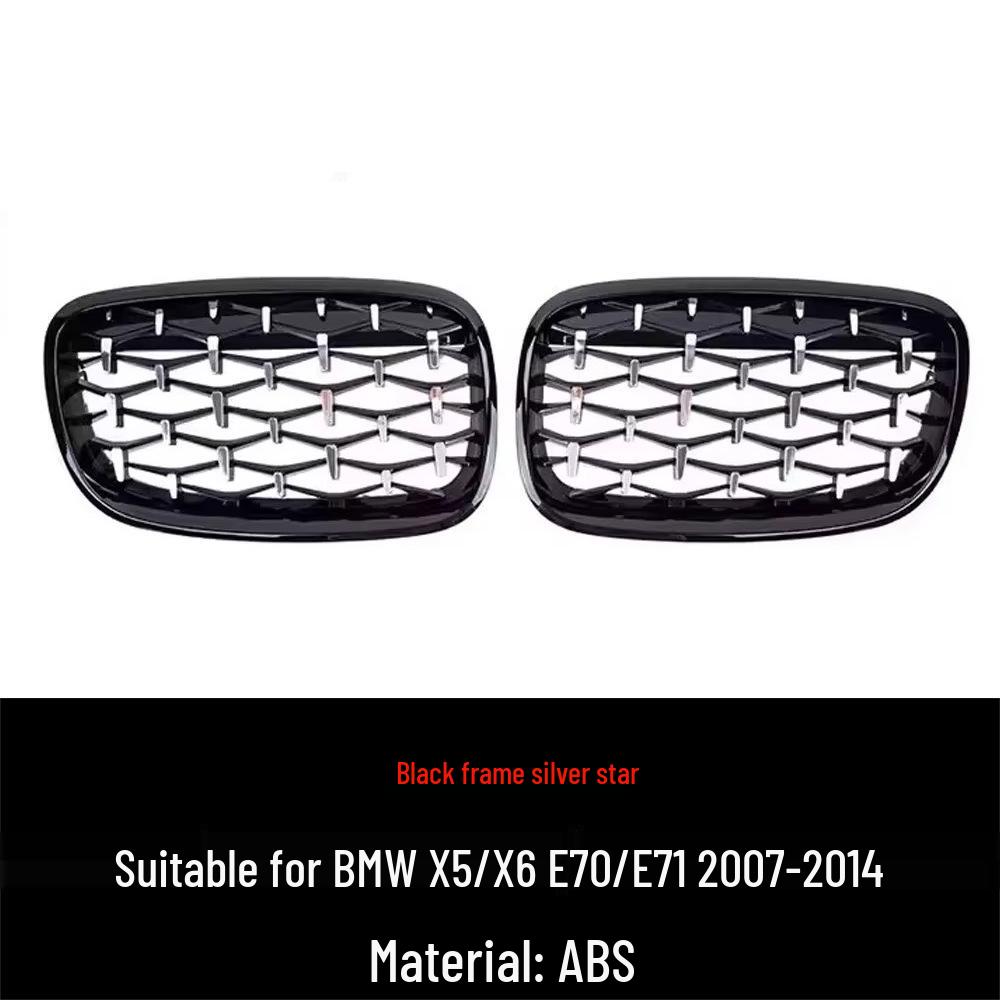 Compatible Silver Grille for 07-14 BMW X5/X6 E70 E71 Starry Sky Edition.