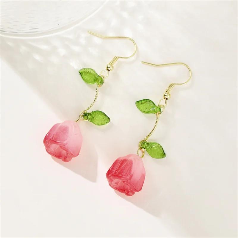 

Новые модные серьги-тюльпаны в форме листа для женщин и девушек в подарок сладкие ювелирные изделия оптом