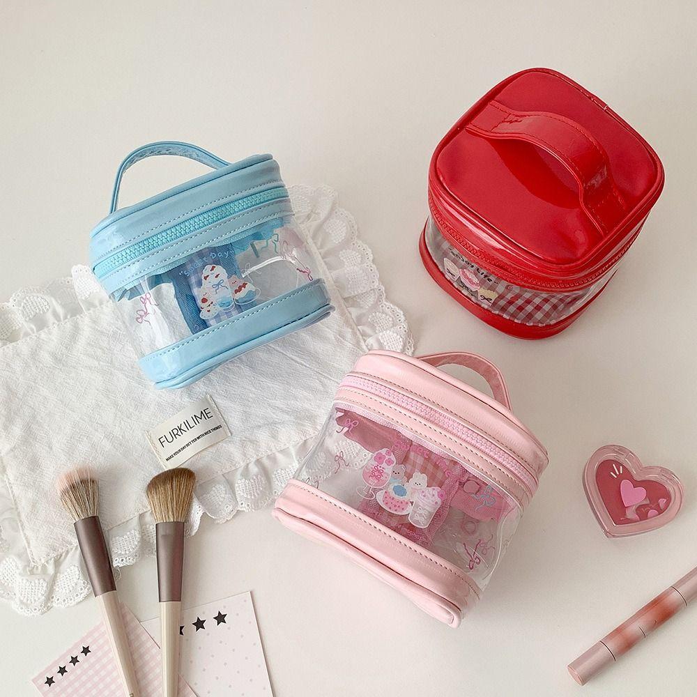 Gifts Cartoon Transparent Makeup Bag PVC Girls Student Cosmetic Organizer Mini Handbag Portable Toiletry Bag