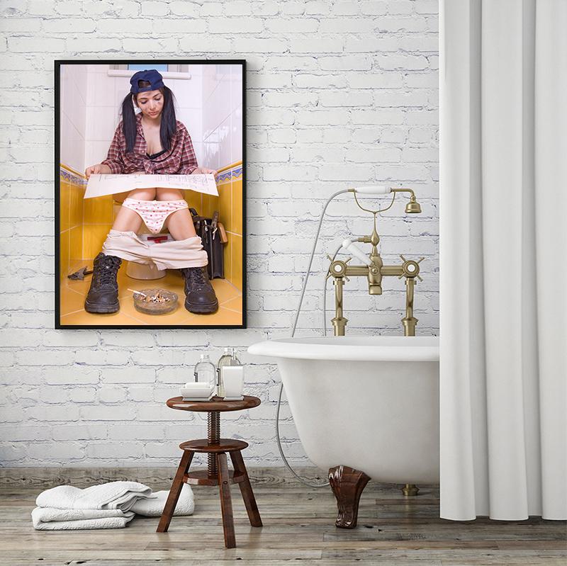 Retro Sexy Poster Toilet Style Art Bathroom Decor Poster and Wall Picture Children Room Decoration Home Decor Canvas Painting No Frame