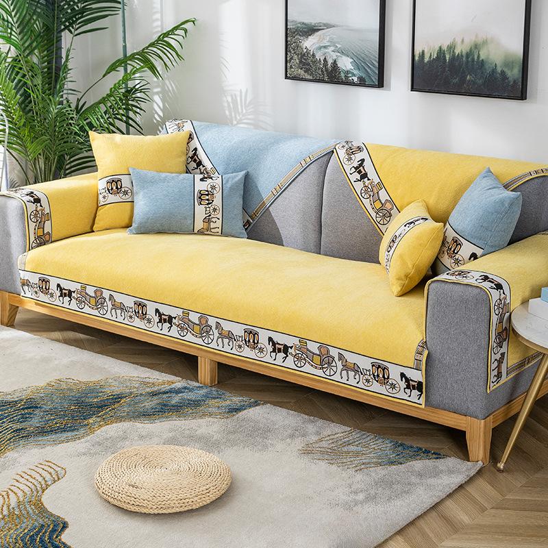 Sofakissen Vier Jahreszeiten Universell Rutschfest Einfache Moderne Chenille High-End-Kissen Sofabezug Verdickter Bezug Handtuch
