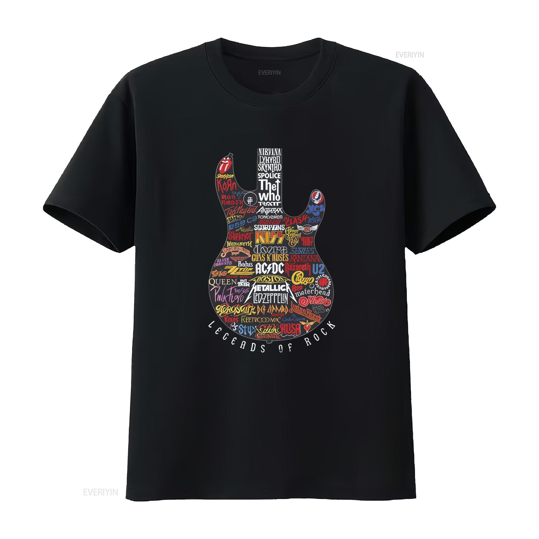 

Legends Of Rock Guitar Vintage Heavy Cotton T Shirt Band Names Print vintage Washed Unisex Breathable Comfortable Slightly 4XL