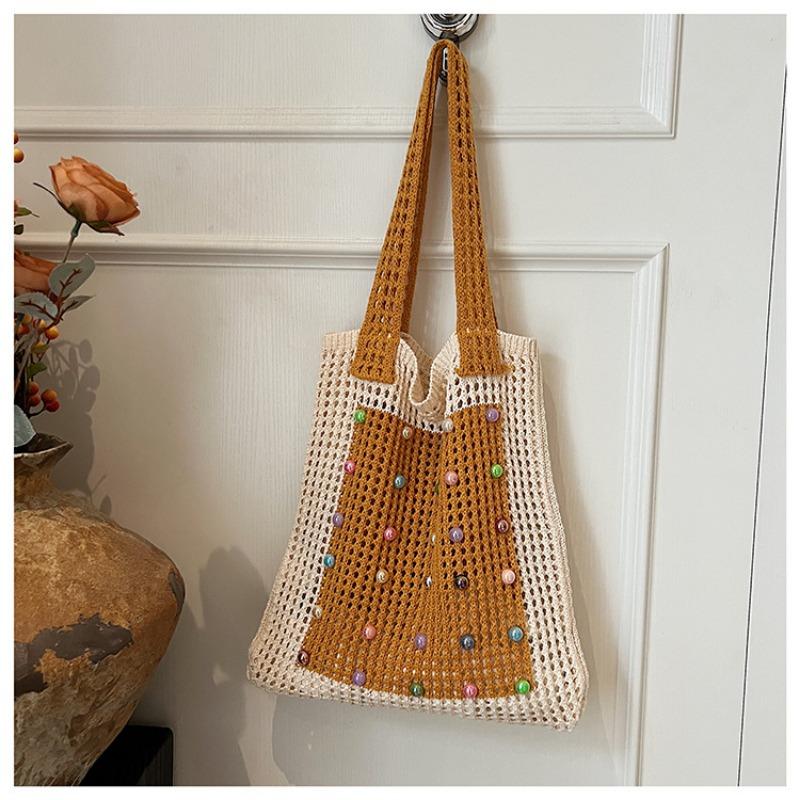 

Wind flow hollow breathable shoulder bag niche design pearl bag vitality girl wind shoulder bag жёлтый