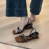 2025New Kitten High Heels Open Toe Sandals Cross Narrow Band Low Slippers Stylish Comfortable Sexy Multi-work Shoes Flat Heels