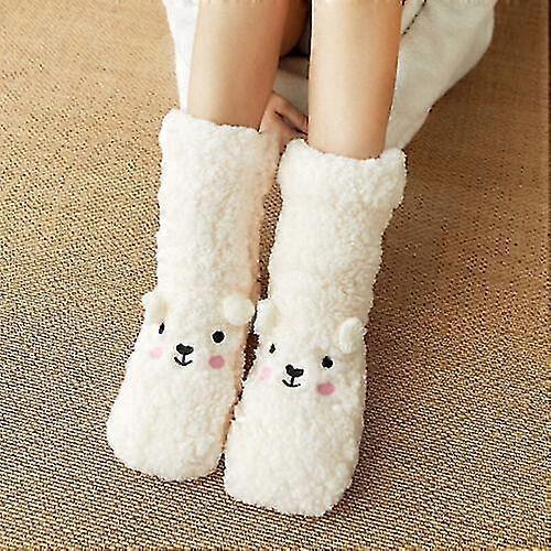 Unisex Fleece Non-slip Floor Slippers Socks Indoor Warm Low Cut Home Sleep Socks