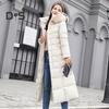 Winter Women Cotton Jacket Detachable Hood Neck Protection Long Sleeves Pockets Knee Length Zipper Closure Padded Coat Solid Color Windproof Outwear