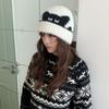 Cat Pattern Warm Knitted Beanie Hat Thick Warm Design Stretchy Beanie Hat  Casual Wear