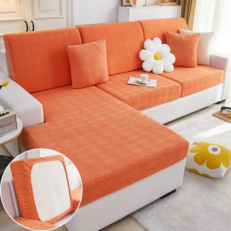 

Плюшевый чехол на сиденье дивана для гостиной, бархатная подушка, эластичный угловой диван, 1/2/3/4-местный комплект однотонных чехлов Plus M(2 seater) оранжевый
