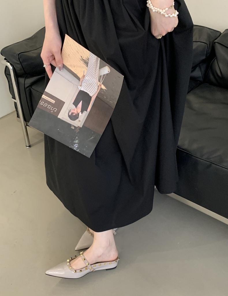 Inner Height Increase Versatile Pointed Rivets Baotou Drag Women's Spring 2025 New European and American One-word Buckle with Women's Cool Slippers