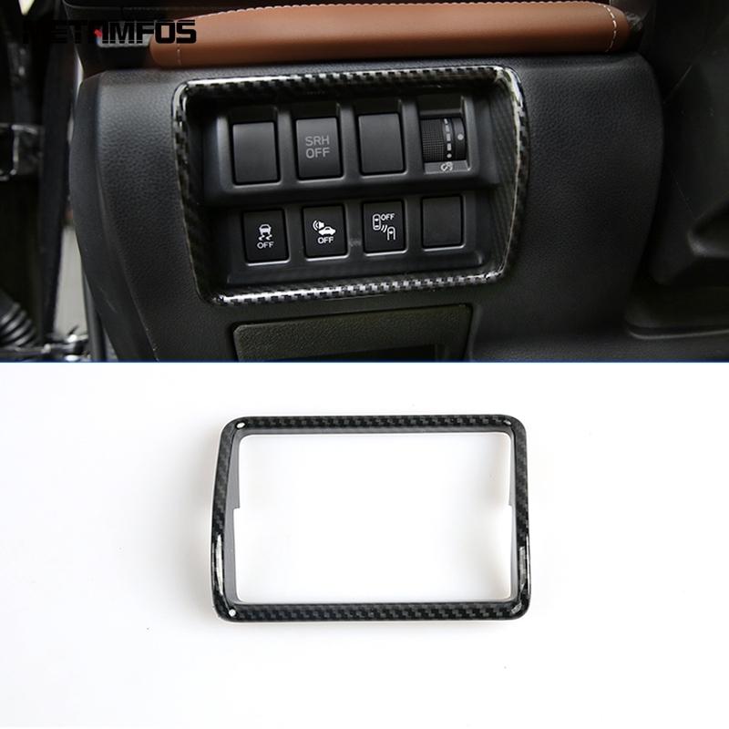 For Subaru Forester SK Carbon Fiber Head Light Lamp Switch Button Panel Cover Trim Car Accessories