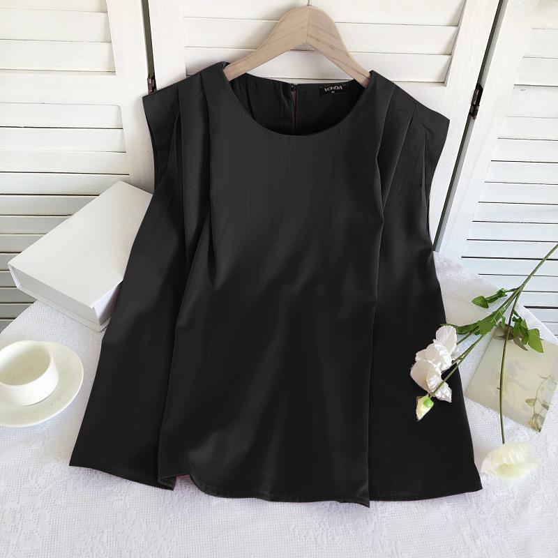 

VONDA Women Summer Round Neck Sleeveless Solid Color Vests 5XL