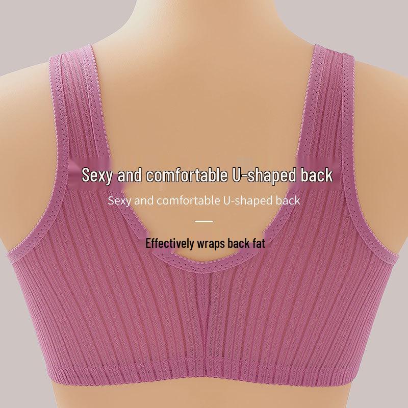 Plus Size Front Closure Wire-Free Push-Up Bra with Side Support for Mature Women