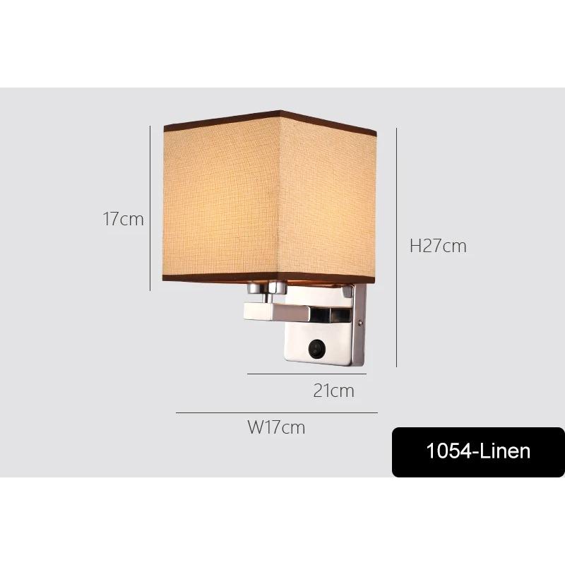 Bedroom Wall Lamp with Fabric Lampshade Modern Reading Light Metal 6W LED Wall Light for Living Room Bedside Home Decor