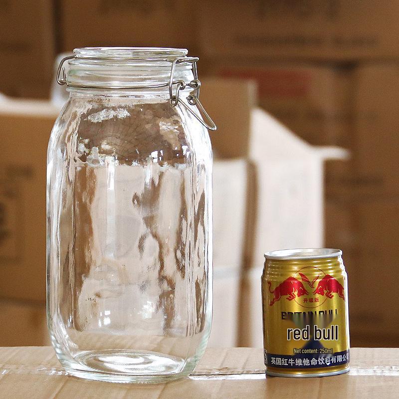Round Glass Sealed Jar with Stainless Steel Clasp for Food Storage