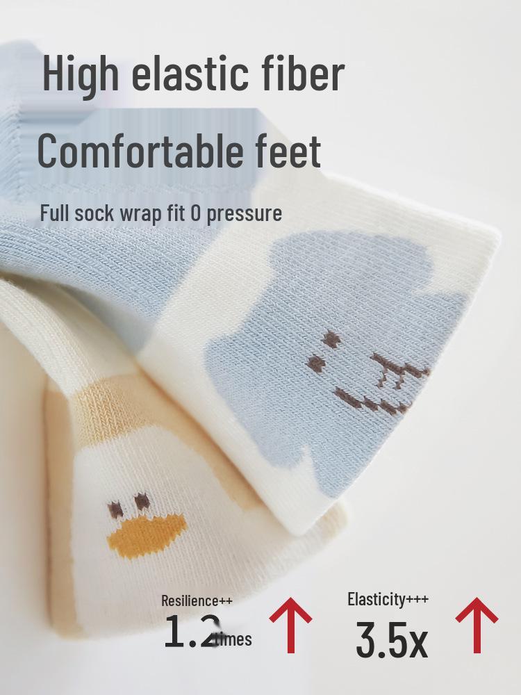 Newborn Cute Cartoon Baby Socks - Seamless Ribbed Cotton for Spring & Autumn