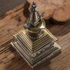 Bronze Tibetan Stupa Tantric Engraved Buddhist Statue Pearl Inlaid Gemstone Alloy Handicraft Altars Indoor Desktop Decorative