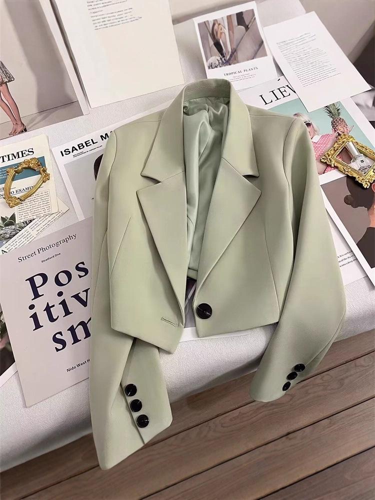 Women's Pink Short Blazer Jacket - 2025 Autumn European and American Style, Versatile for Workplace and Commute