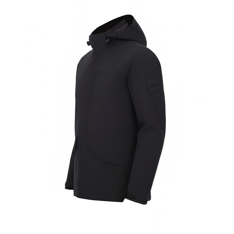 Li Ning Trench Coats Men's Black Moderate ASFY751-73