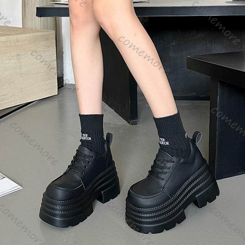 Fashion Comemore Thick Bottom Fashion Women Pumps Spring Autumn New Height Increase Black Lace Mary Jane Loafers Female High Heels Shoes
