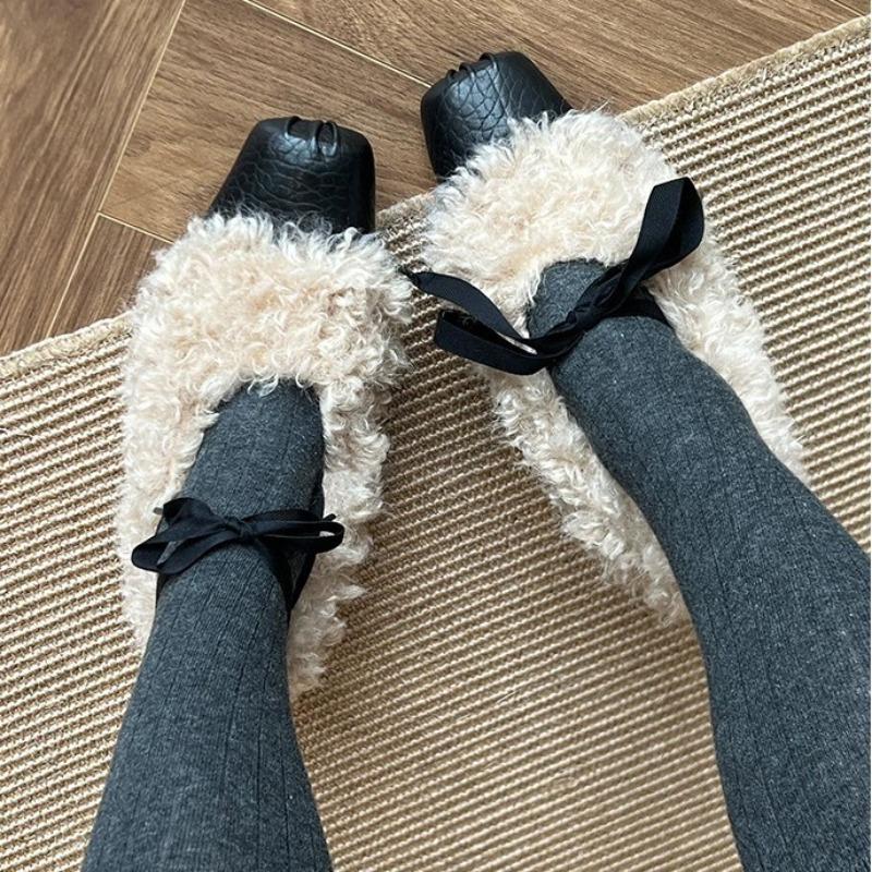 Retro Square-toe Shoes - One-piece with Built-in Height and Fleece Lining - Women's Shoes