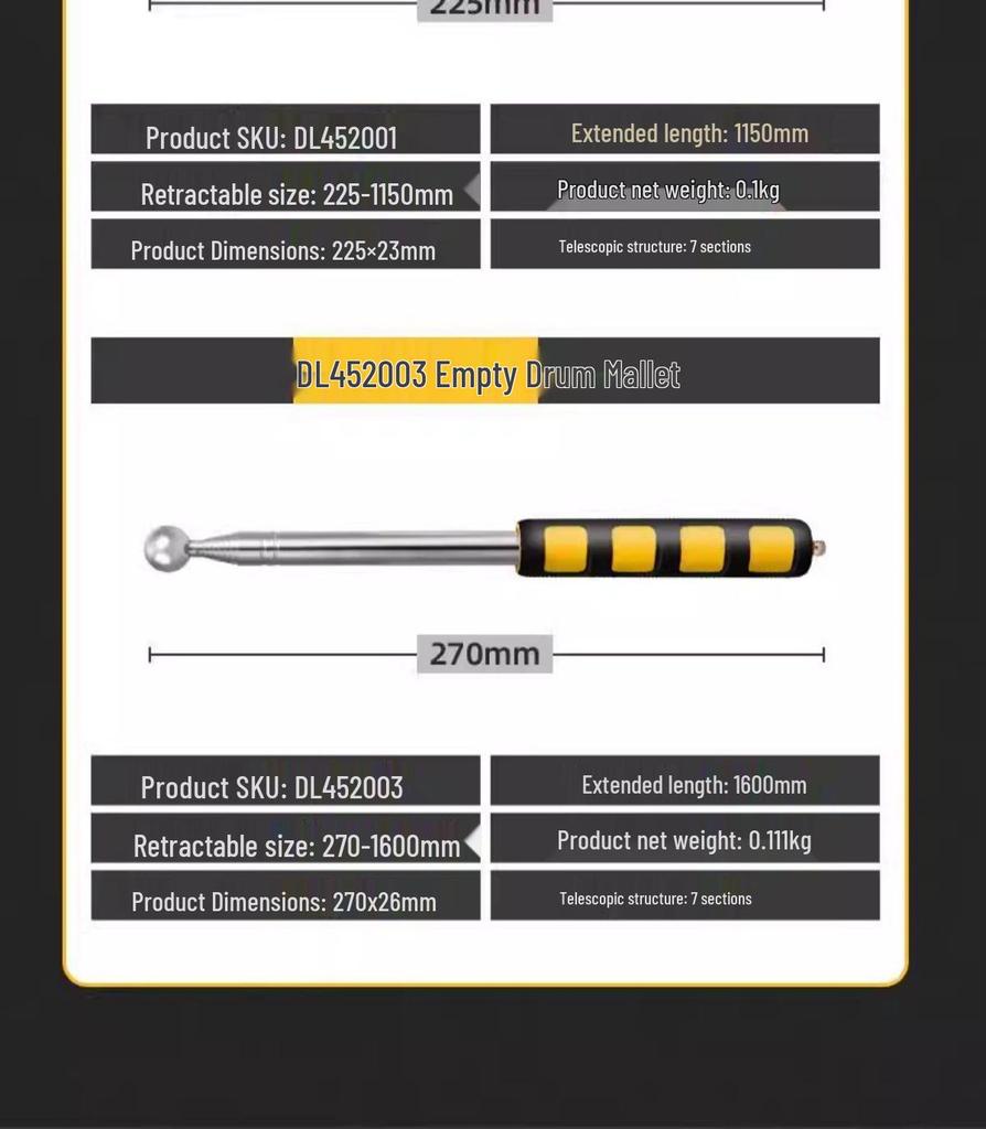 Hollow Drum Hammer Inspection Set for Thick Floor Tiles with Telescopic Rod