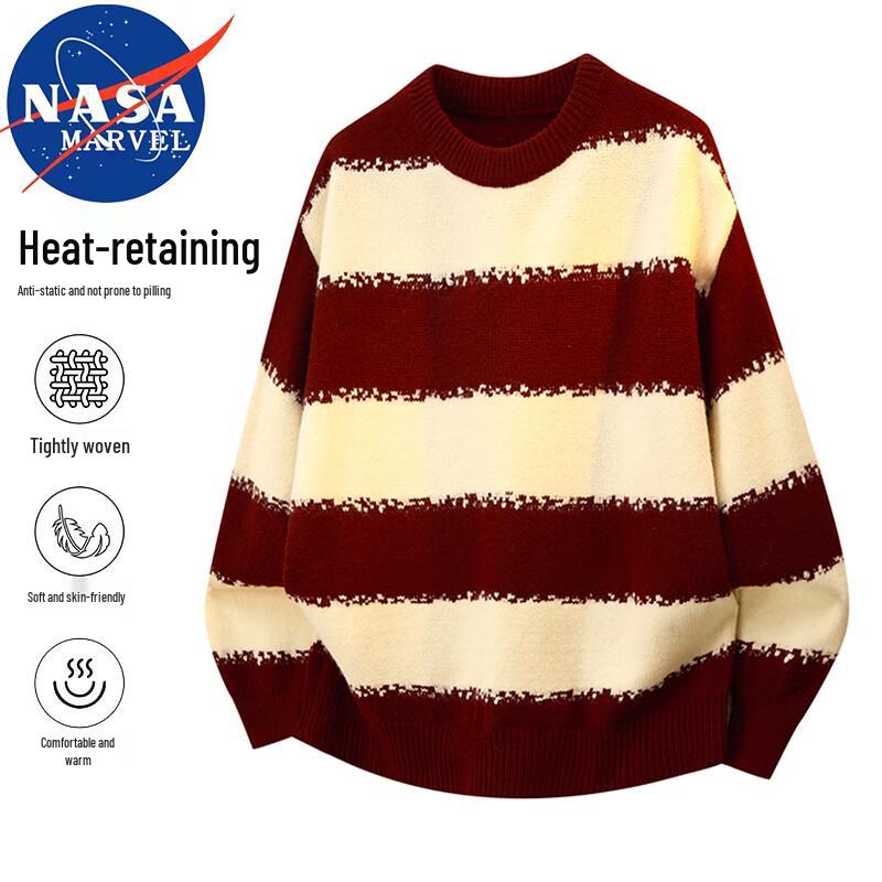 NASA MARVEL Men's Colorblock Round Neck Sweater