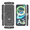 For Xiaomi Redmi A3 4G/Poco C61 4G Case with Slide Camera Cover Ring Kickstand PC+TPU Phone Shell Protector