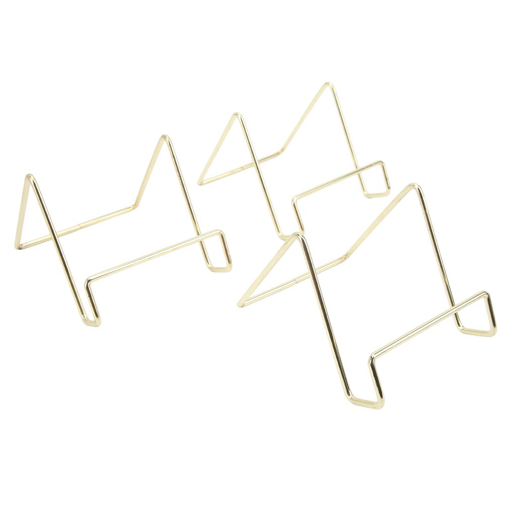 3 Pcs Wire Plate Stand Gold Simple Stylish Geometric Design Rust Resistant Wire Plate Stand Holder Easel Display