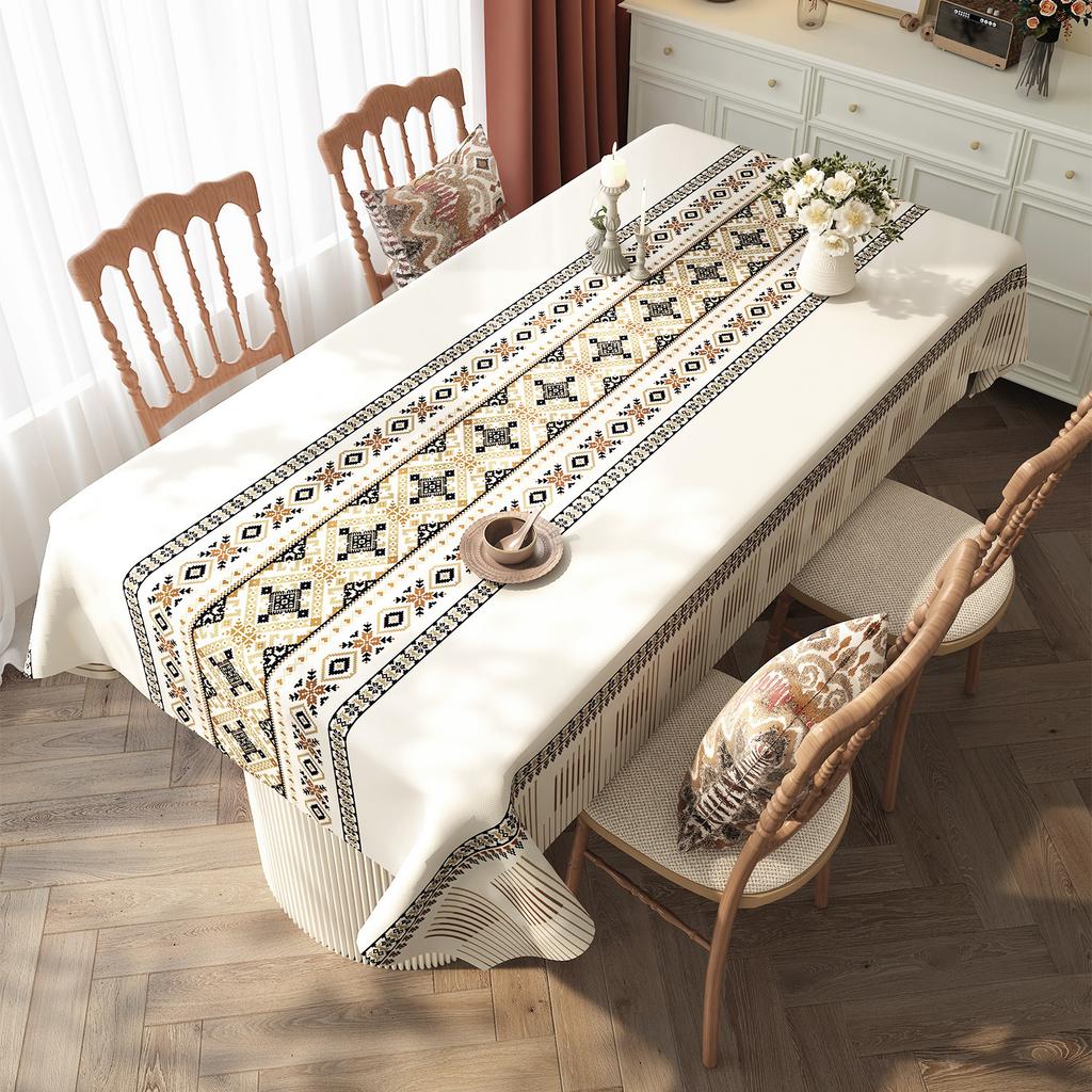 Ethnic Style Waterproof Tablecloth Family Gathering Oil Proof Wash Free Dining Table Mat Easy To Maintain Thick Anti Slip Desktop Protective Cover
