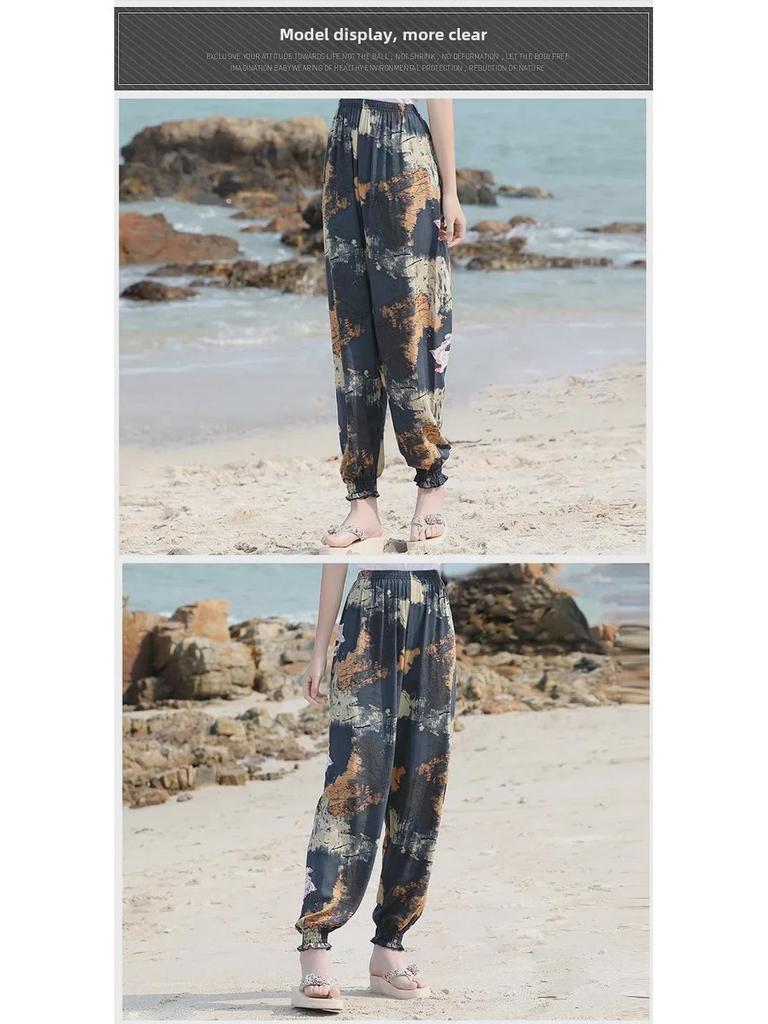 Pantaloni Harem Bohemien in Cotone da Donna - Estivi da Spiaggia & Anti-Zanzare Stile Etnico Lanterna