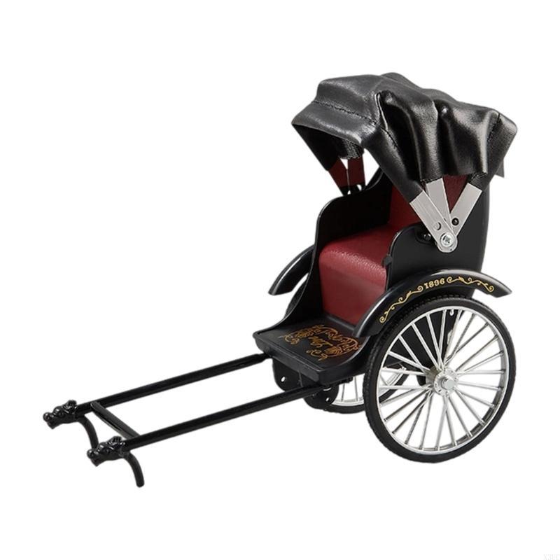 Antique Alloys Mini Rickshaw Model Nostalgics Decors For Collections Or Gift X3UC
