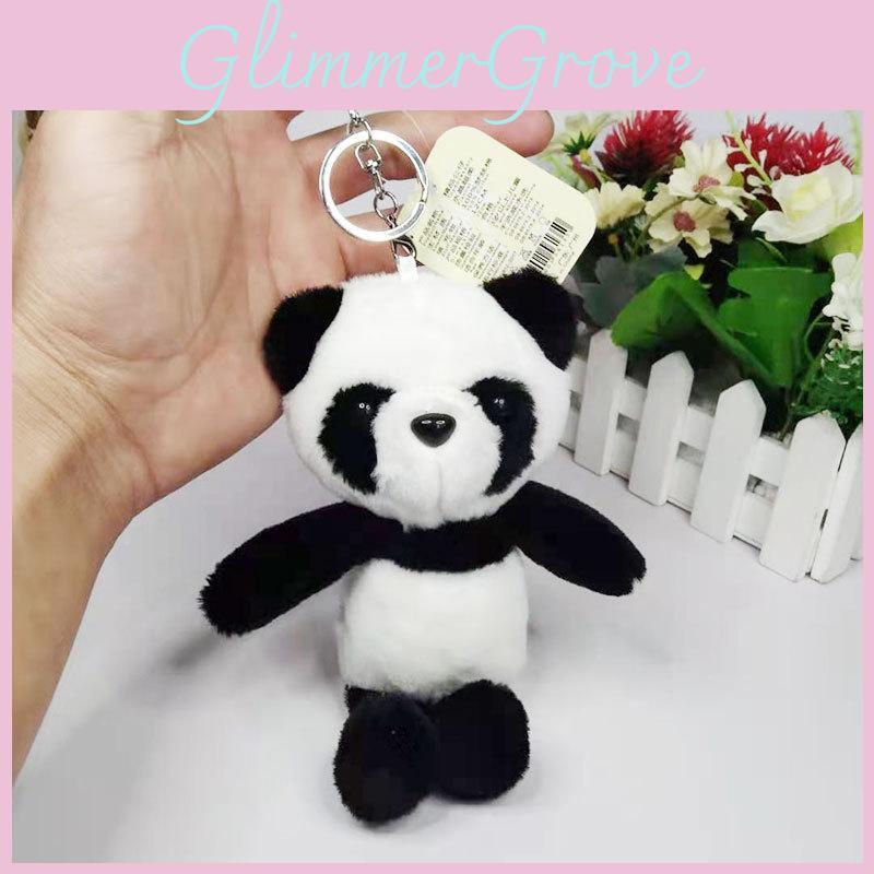 Cute Panda Plush Keychain Pendant Soft Short Velvet Cartoon Stuffed Animal