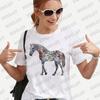 Floral Horse Funny Graphic Blouse Women T-Shirt Short Sleeve O-Neck Creative T Shirts Fashion Breathable Y2k Tops Casual Tees