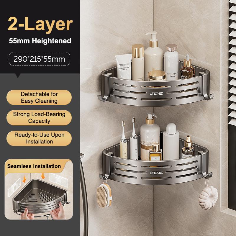 Corner Shower Shelf with Suction Cups 1-Pack Stainless Steel No-Drill Anti-Rust for Easy Bathroom Organization