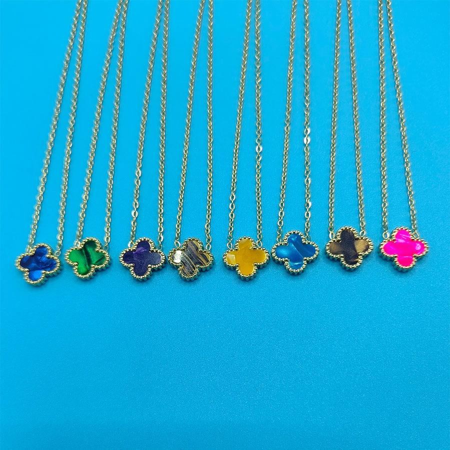 13mm Licht Luxus Anhänger Vierblättriges Kleeblatt Titanstahl Einfache Mode Trend Halsband Schmuck