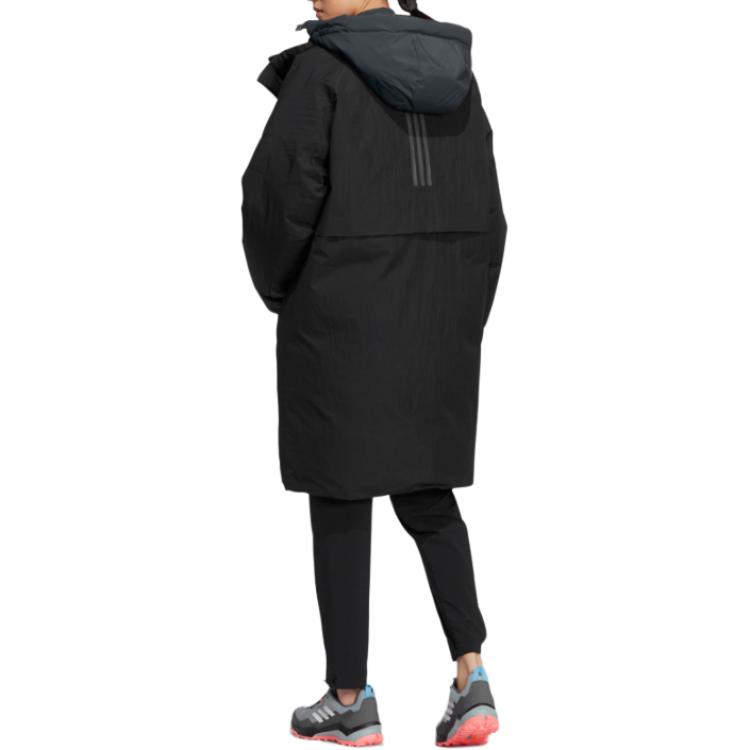 Adidas Logo Zip Down Jacket Unisex Outerwear Black HR5233