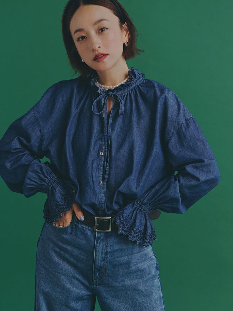 Cohen MIYAKO TAKAYAMA 2-Way Stand Frill Blouse 76106450216 0370 OFF WHITE(03) L