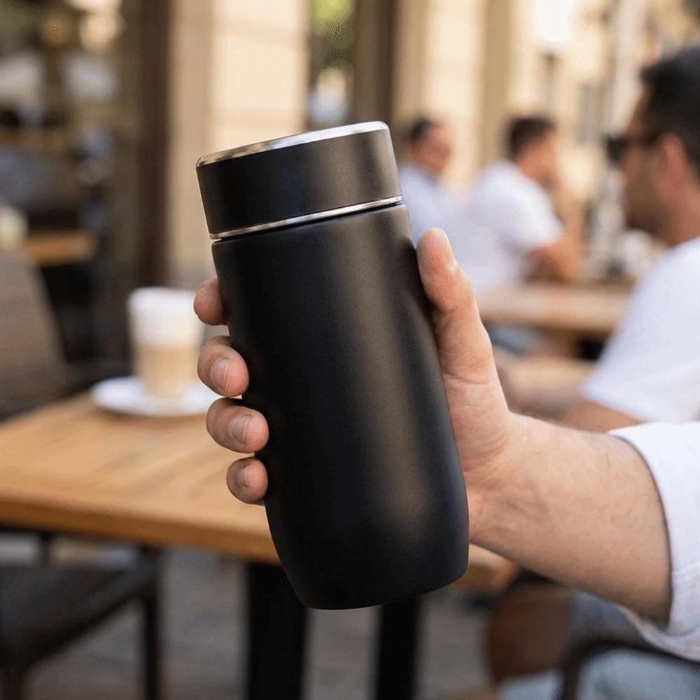 Portable Thermos Water Bottle with Tea Filter Tea Brewing Cup Fashionable Coffee Mug Travel