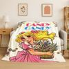 Cute Candy Candy Girl Cartoon Flannel Blanket Soft Warm Throw Blanket for Bedroom Living Room Bed Travel Camping Picnic Gift
