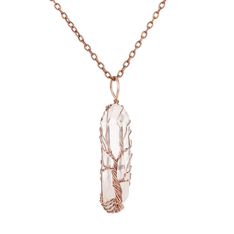 Vintage Hand-Wound Colorful Crystal Stone Necklace, Crystal Pillar Life Tree Necklace N523 pure natural
