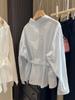 Women's Stylish French Lapel Slim White Shirt for Spring/Autumn
