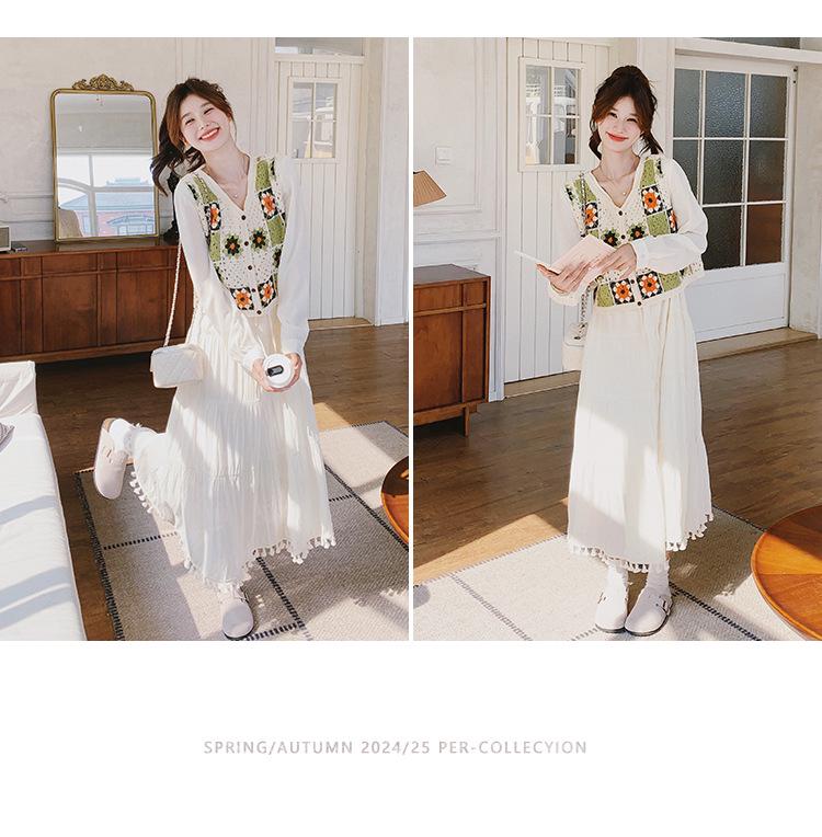 Koreanischer Stil Herbst Damen Strickwestenkleid Zweiteiliger Rockanzug