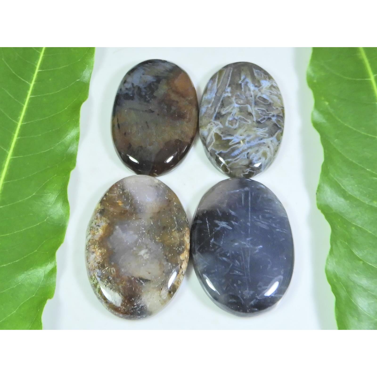 

186Cts. Натуральный турецкий агат в форме овала-кабошона, рассыпной драгоценный камень, лот из 4 шт. A-205