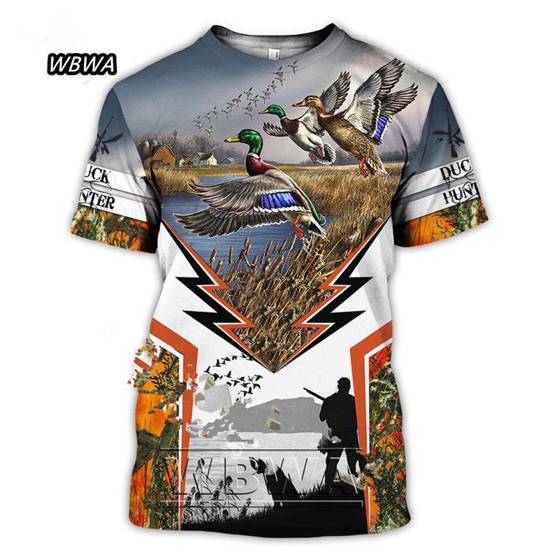 2026 new 3D digital printing duck hunting theme men's short-sleeved T-shirt outdoor leisure round neck breathable sports